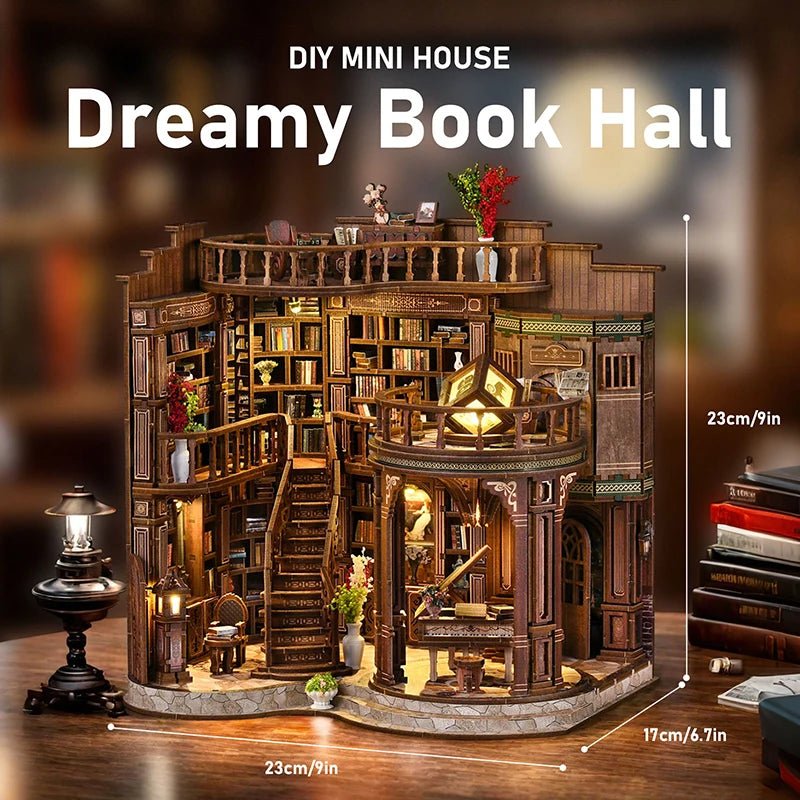 Dreamy Book Hall DIY Book Nook Kit by HiNooki – Miniature Bookshelf Insert | Book Lovers Gift, Cozy Home Decor.