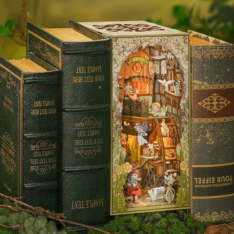 Elven Paradise DIY Book Nook Kit by HiNooki – Miniature Bookshelf Insert | Book Lovers Gift, Cozy Home Decor.