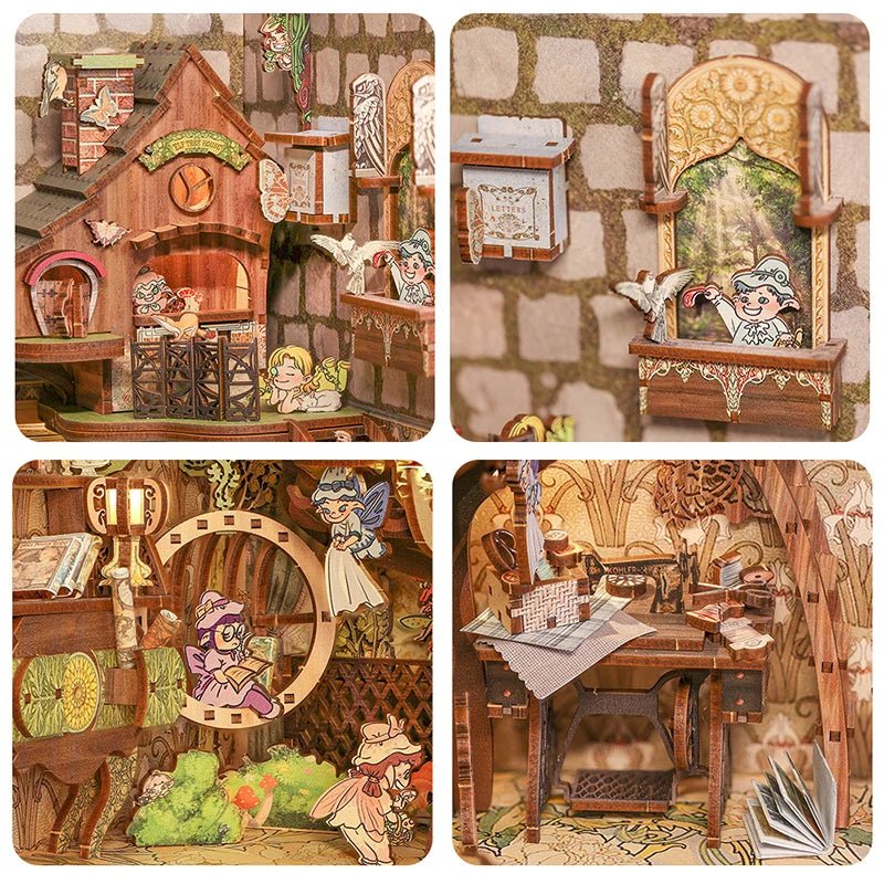 Elven Paradise DIY Book Nook Kit by HiNooki – Miniature Bookshelf Insert | Book Lovers Gift, Cozy Home Decor.