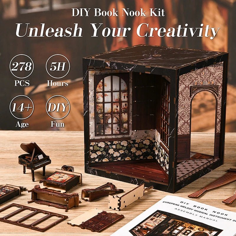 HiNooki - European Melody Musical Instrument BoxBook Nook