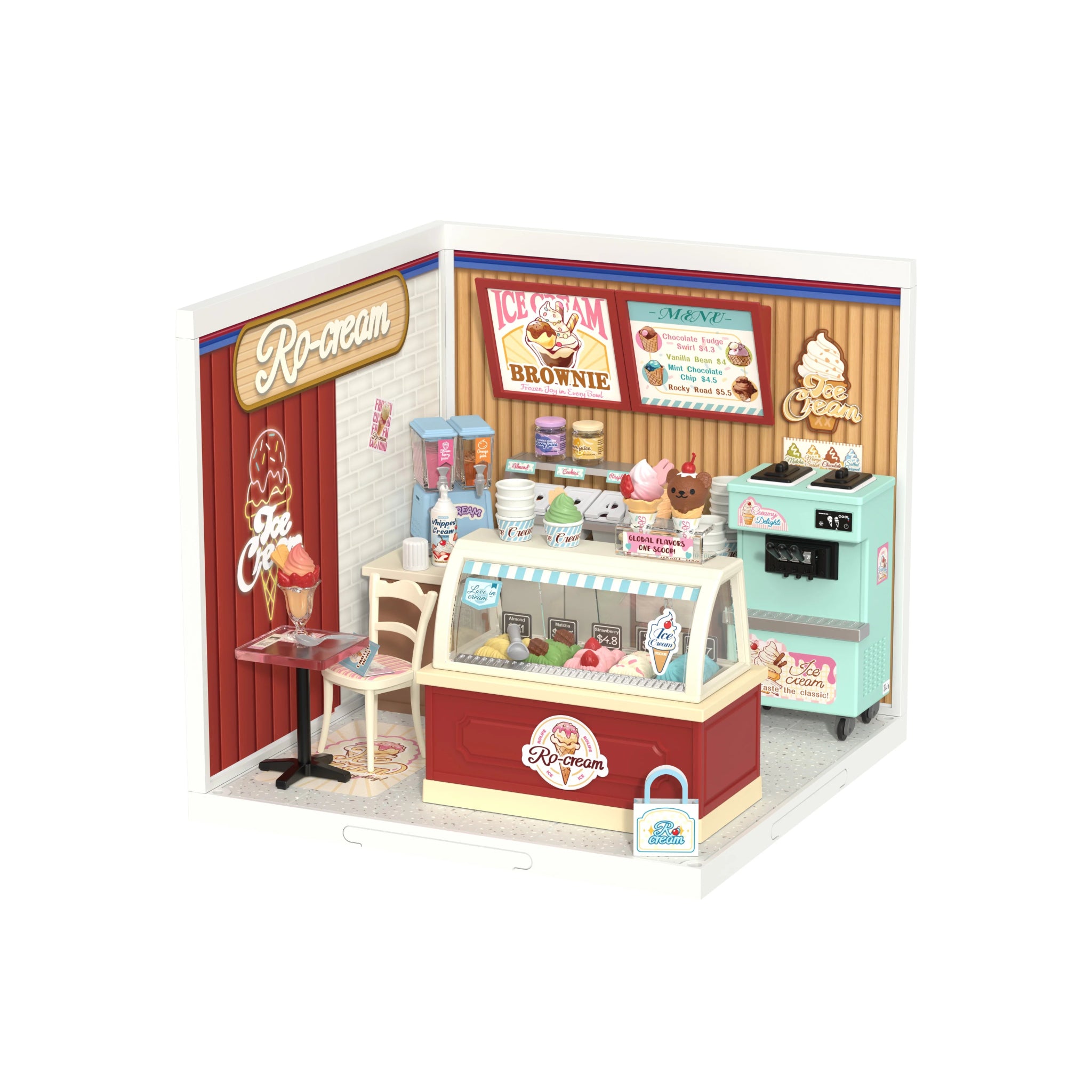 Flavorful Ice Cream Shop DIY Book Nook Kit by HiNooki – Miniature Bookshelf Insert | Book Lovers Gift, Cozy Home Decor.