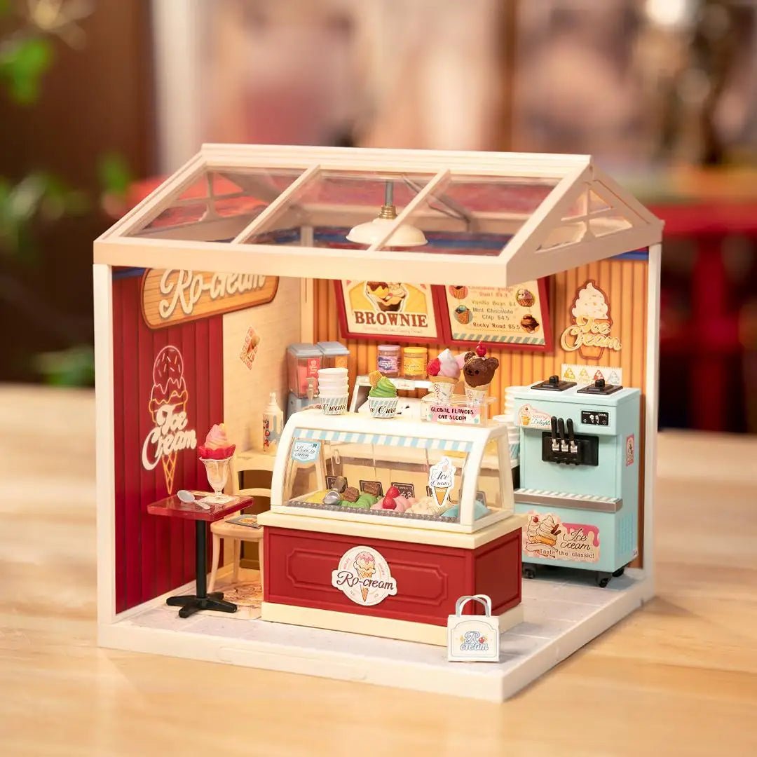 Flavorful Ice Cream Shop DIY Book Nook Kit by HiNooki – Miniature Bookshelf Insert | Book Lovers Gift, Cozy Home Decor.