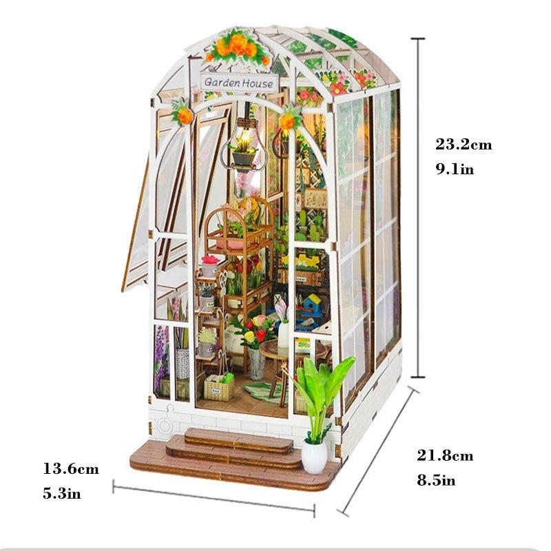 Garden House DIY Book Nook Kit by HiNooki – Miniature Bookshelf Insert | Book Lovers Gift, Cozy Home Decor.