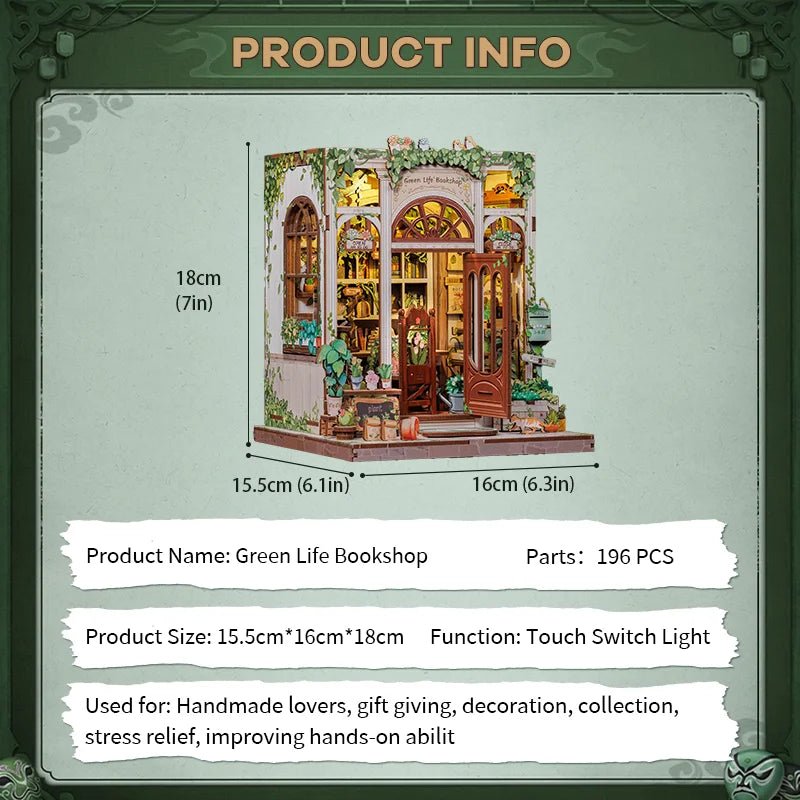 Green Life Bookshop – DIY book nook kit, HiNooki (image 10)
