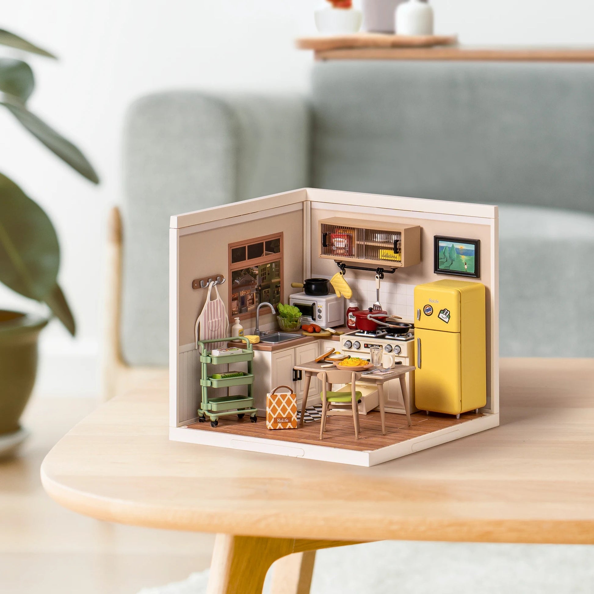 Happy Meals Kitchen DIY Book Nook Kit by HiNooki – Miniature Bookshelf Insert | Book Lovers Gift, Cozy Home Decor.