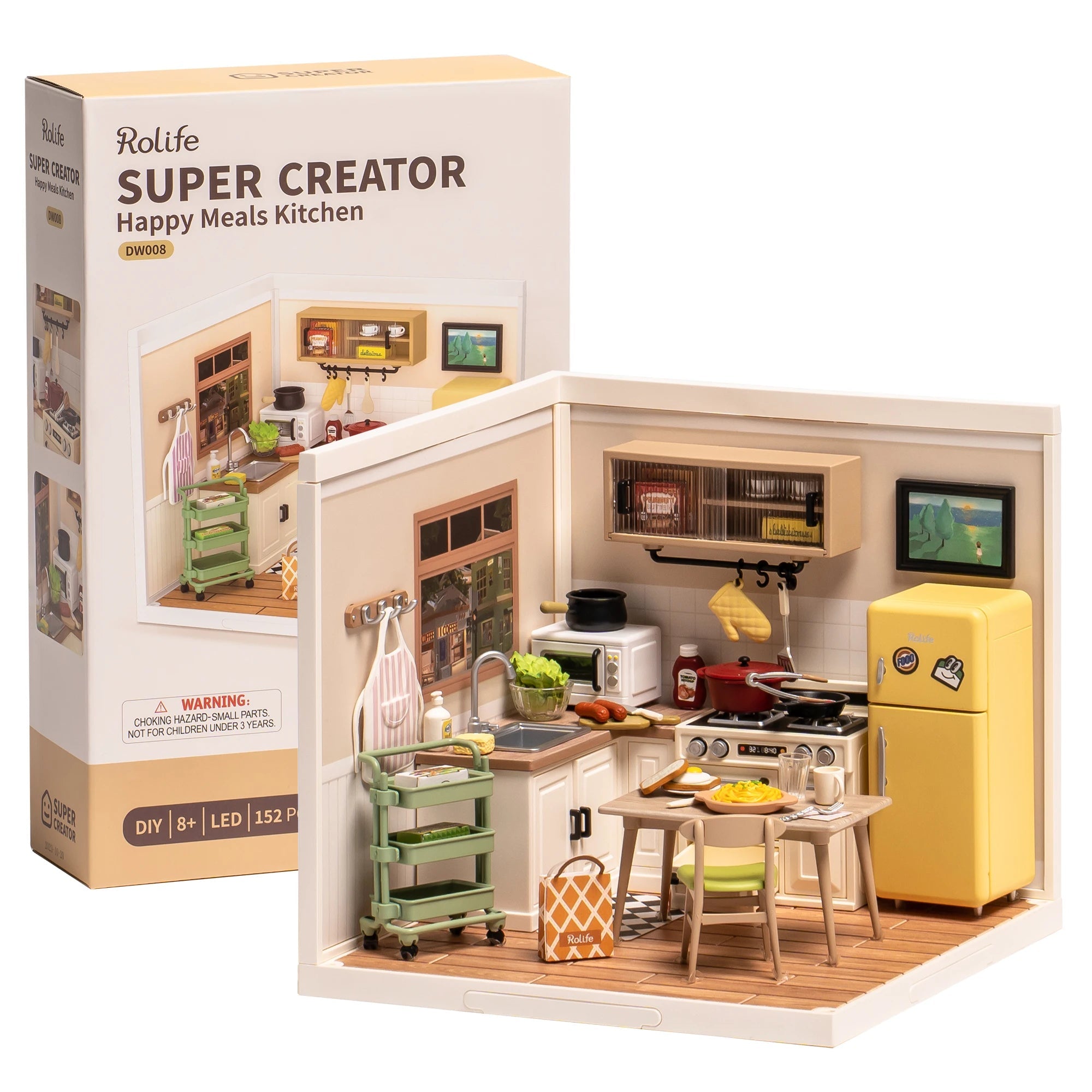 Happy Meals Kitchen DIY Book Nook Kit by HiNooki – Miniature Bookshelf Insert | Book Lovers Gift, Cozy Home Decor.