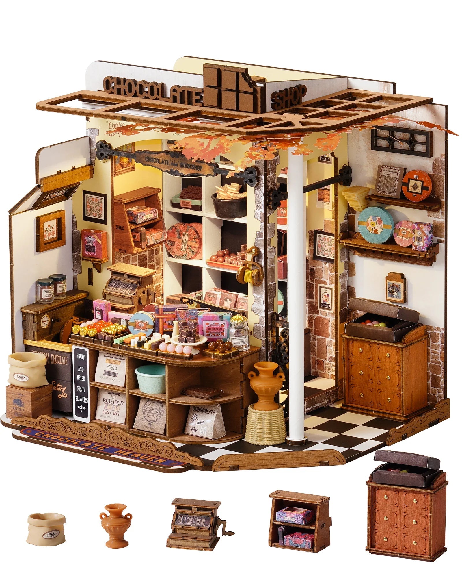 Henry's Chocolate DIY Book Nook Kit by HiNooki – Miniature Bookshelf Insert | Book Lovers Gift, Cozy Home Decor.