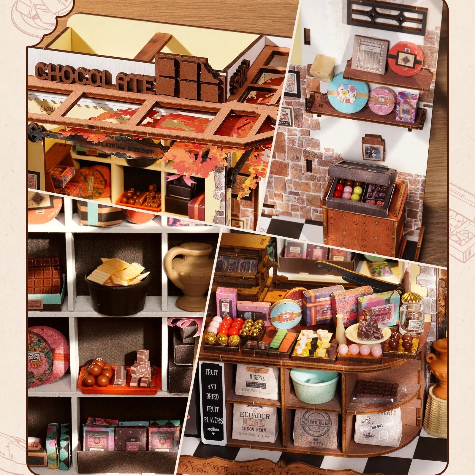 Henry's Chocolate DIY Book Nook Kit by HiNooki – Miniature Bookshelf Insert | Book Lovers Gift, Cozy Home Decor.