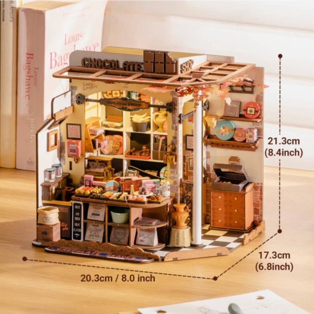 Henry's Chocolate DIY Book Nook Kit by HiNooki – Miniature Bookshelf Insert | Book Lovers Gift, Cozy Home Decor.