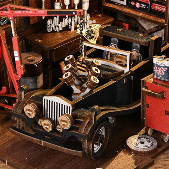 A black-and-gold vintage car