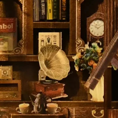 A gramophone in the upstairs lounge