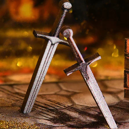 Two swords crossed at the entrance