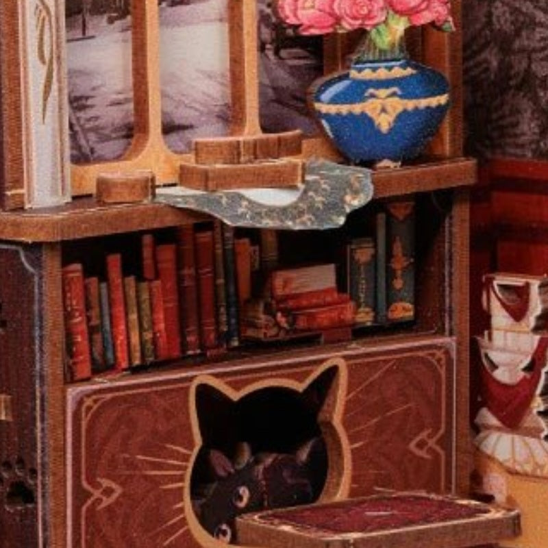 Flowers above the little bookcase
