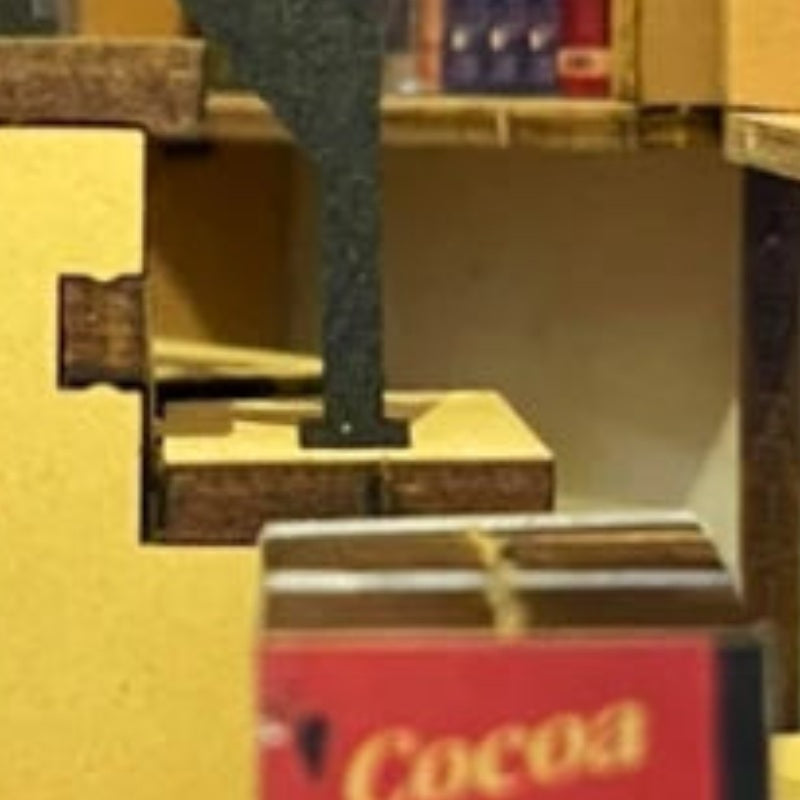 Steps behind the bookcases