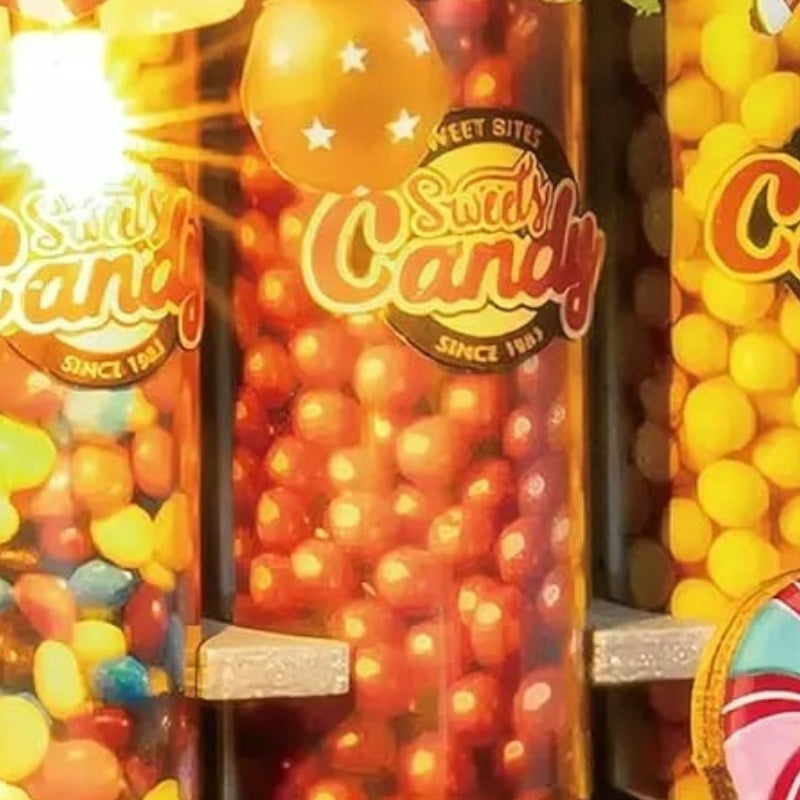Jars of colorful candy