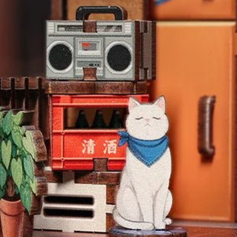 A cat beside the radio