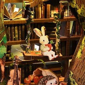 A rabbit among the upstairs books