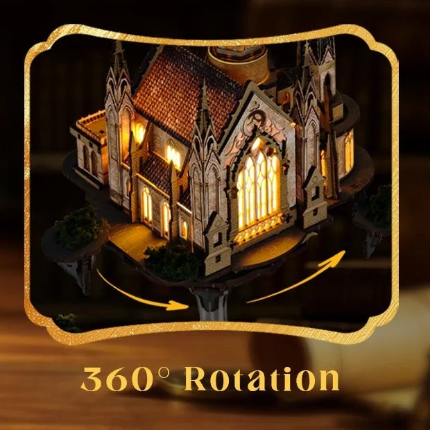 Touch to rotate, or pause with the lights on