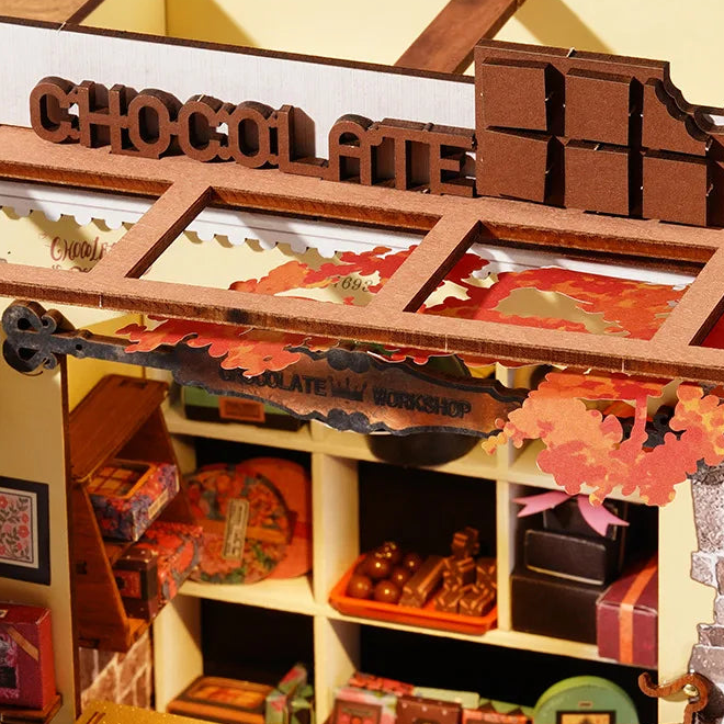 An autumn-trimmed chocolate sign