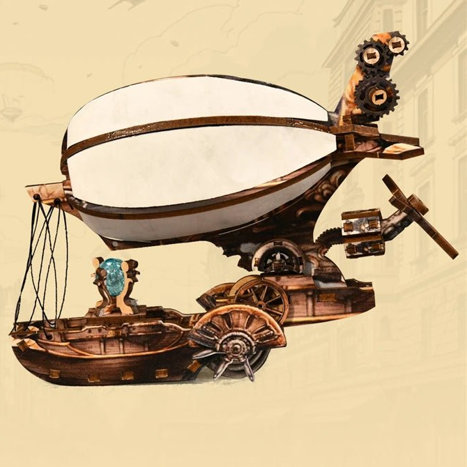 An airship with a little gondola below