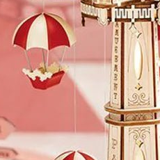Red-and-white canopies with little baskets