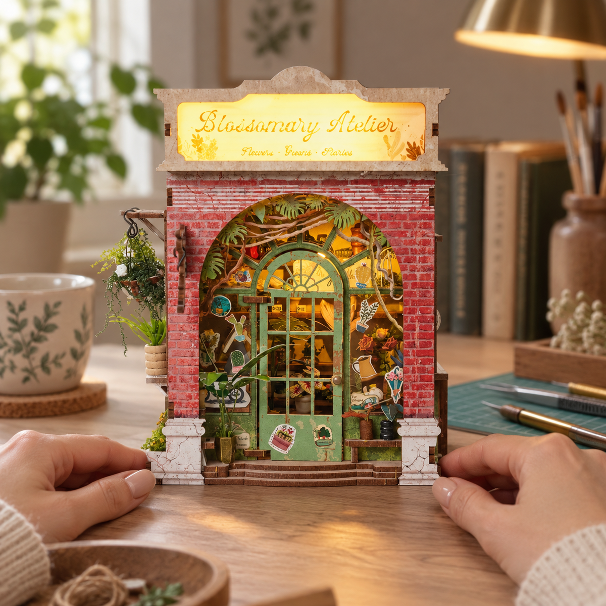 Blossomary Atelier miniature kit on a home craft table