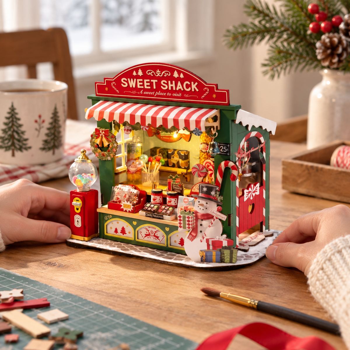 christmas candy stand — finishing a miniature at home