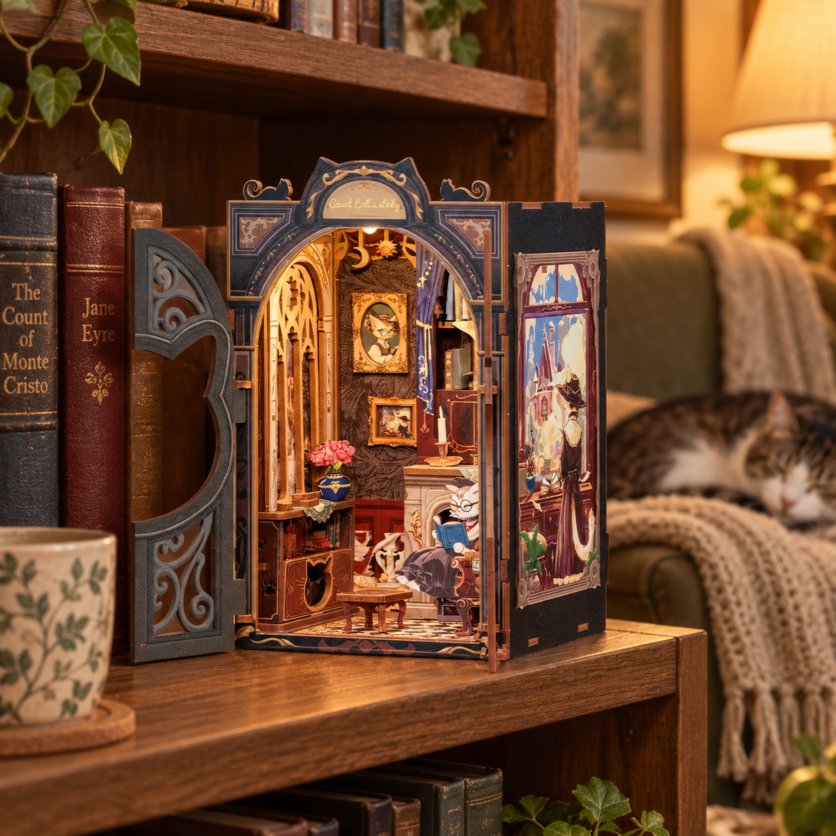 count cats study — a finished miniature in a personal home setting