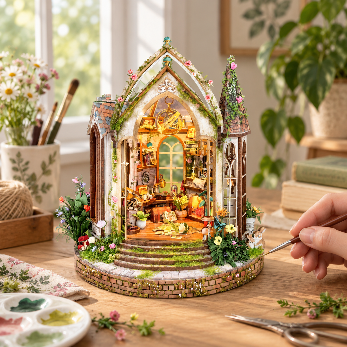 Dreamland Floral Studio miniature kit on a home craft table