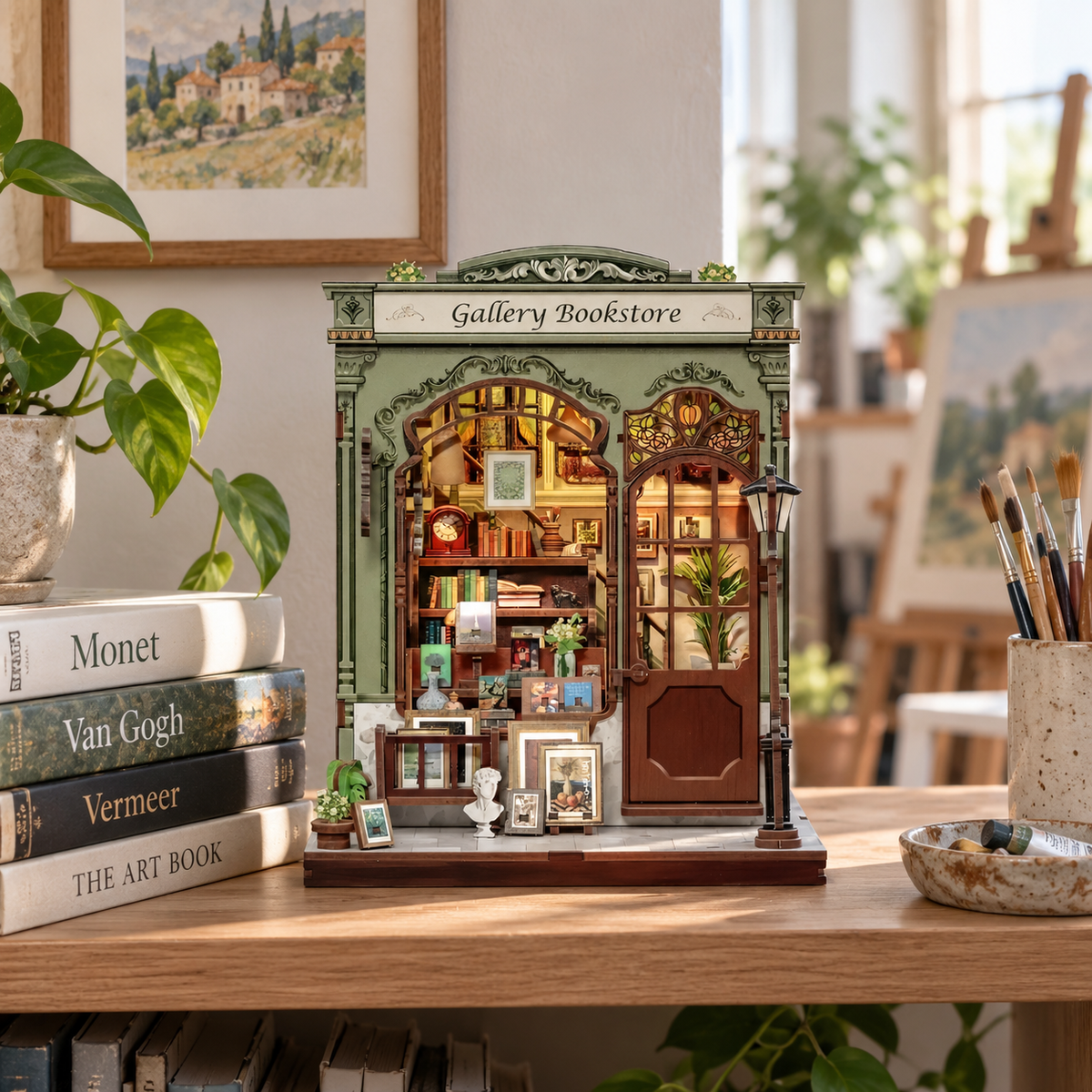 gallery bookstore — a finished miniature in a personal home setting