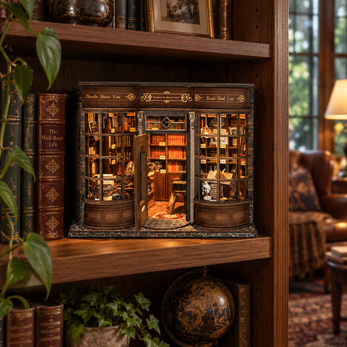 hoggor bookstore — a finished miniature in a personal home setting