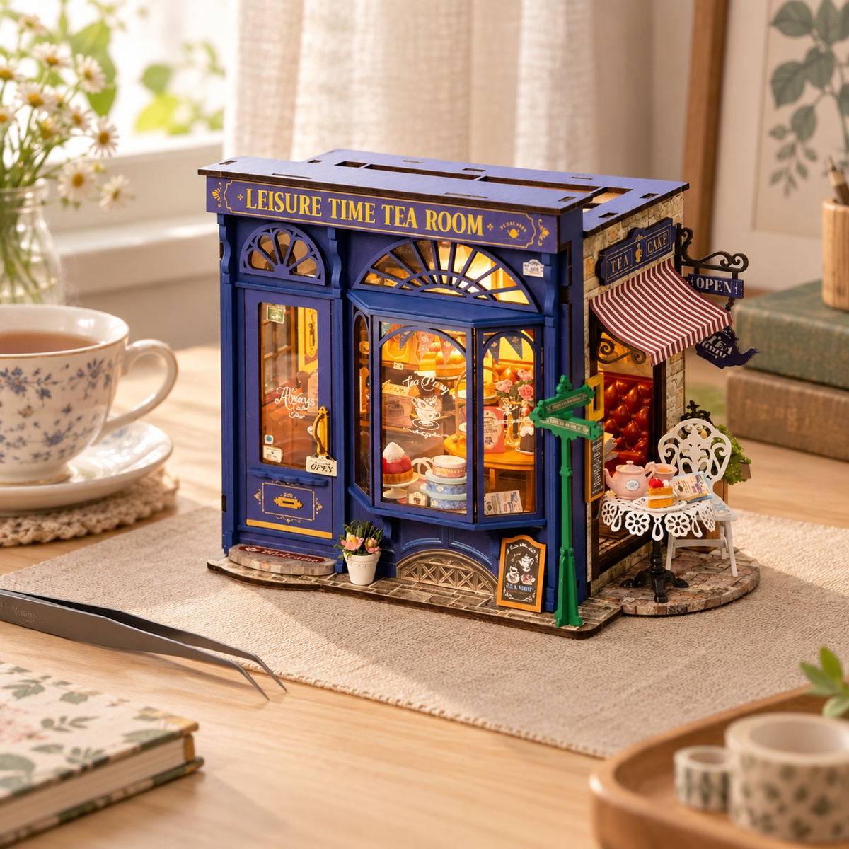 Leisure Time Tea miniature kit on a home craft table