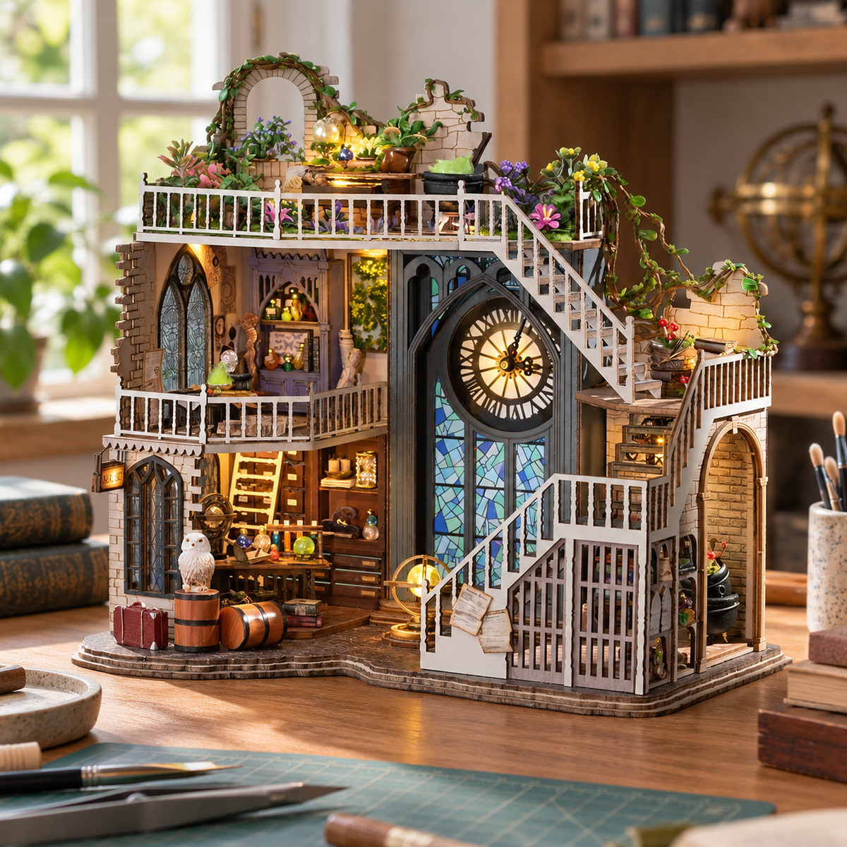 Magic Workshop miniature kit on a home craft table