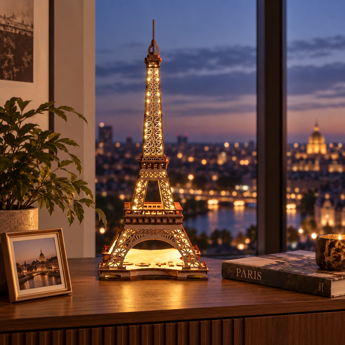 night of the eiffel tower — a finished miniature in a personal home setting
