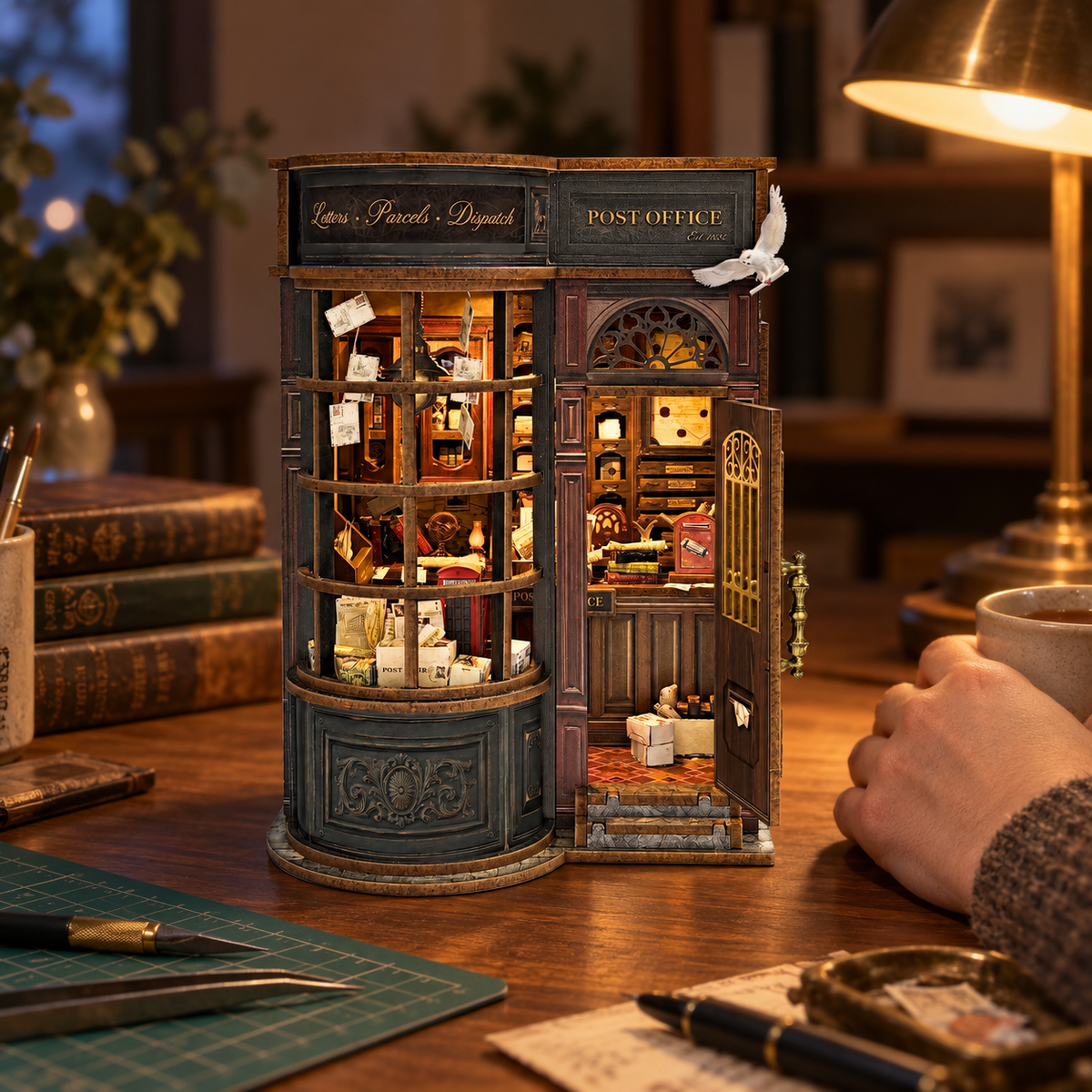 Night Owl Courier miniature kit on a home craft table