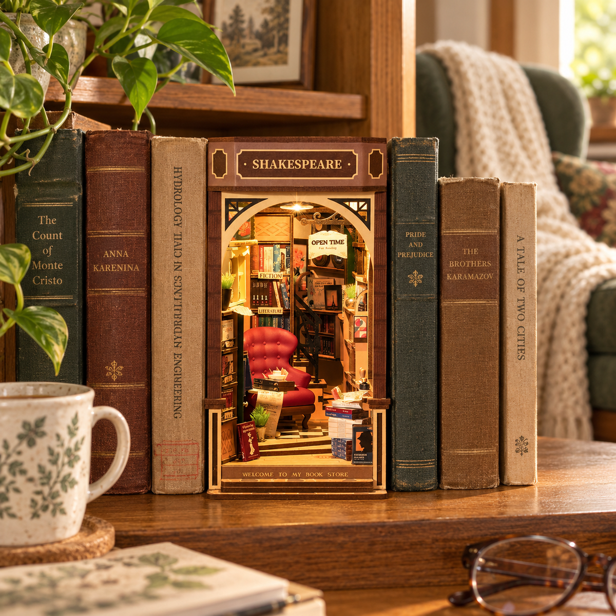 retro bookstore — a finished miniature in a personal home setting