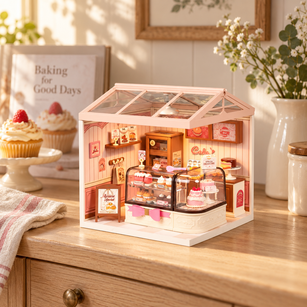 tasty cake shop — completed miniature displayed in a home setting