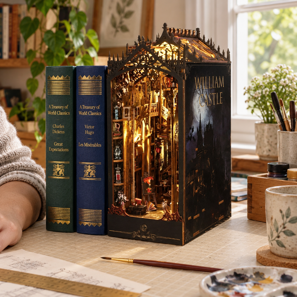 william castle — finishing a miniature at home