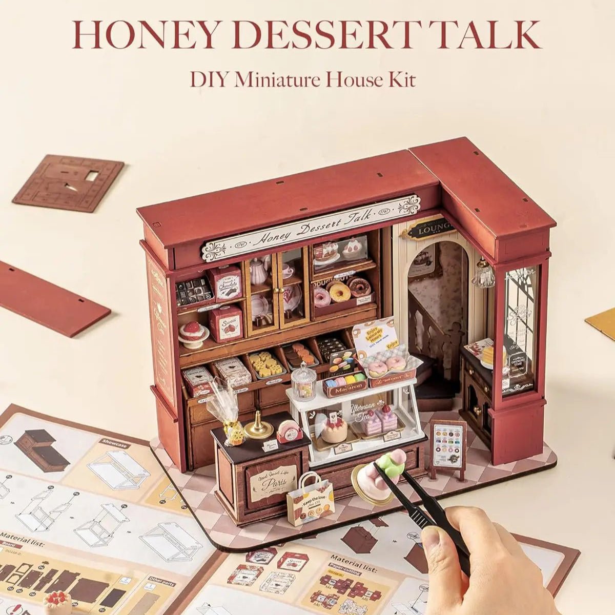 Honey Dessert Talk DIY Book Nook Kit by HiNooki – Miniature Bookshelf Insert | Book Lovers Gift, Cozy Home Decor.