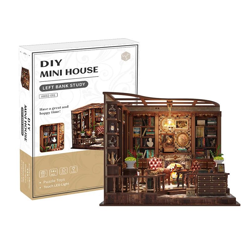 Left Bank Study House DIY Book Nook Kit by HiNooki – Miniature Bookshelf Insert | Book Lovers Gift, Cozy Home Decor.