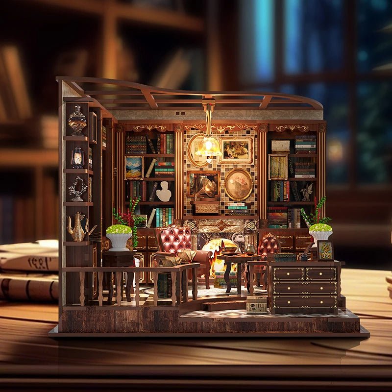 Left Bank Study House DIY Book Nook Kit by HiNooki – Miniature Bookshelf Insert | Book Lovers Gift, Cozy Home Decor.