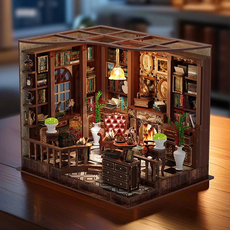 Left Bank Study House DIY Book Nook Kit by HiNooki – Miniature Bookshelf Insert | Book Lovers Gift, Cozy Home Decor.