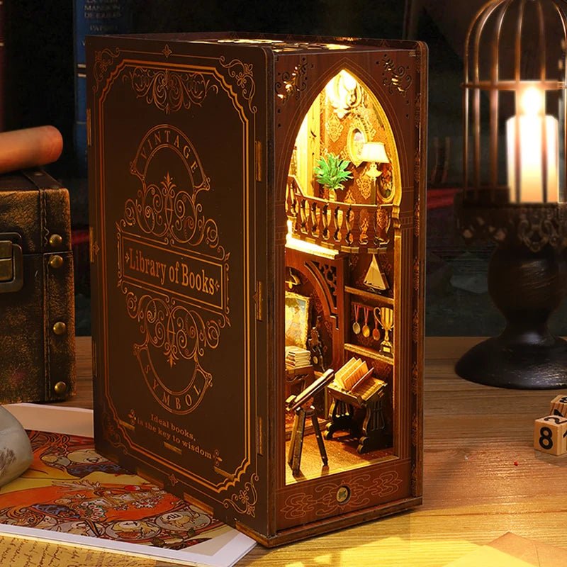 Library Nook DIY Book Nook Kit by HiNooki – Miniature Bookshelf Insert | Book Lovers Gift, Cozy Home Decor.