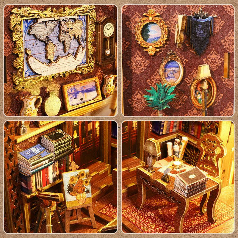 Library Nook DIY Book Nook Kit by HiNooki – Miniature Bookshelf Insert | Book Lovers Gift, Cozy Home Decor.