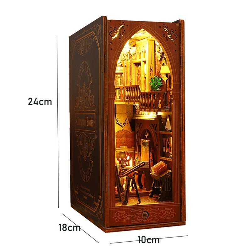 Library Nook DIY Book Nook Kit by HiNooki – Miniature Bookshelf Insert | Book Lovers Gift, Cozy Home Decor.