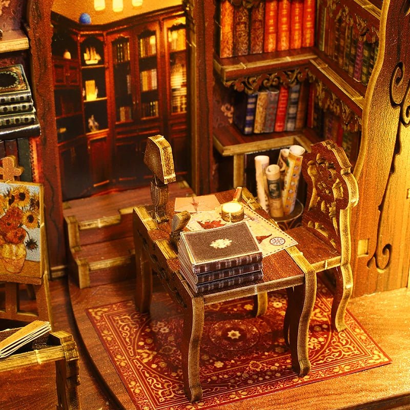 Library Nook DIY Book Nook Kit by HiNooki – Miniature Bookshelf Insert | Book Lovers Gift, Cozy Home Decor.