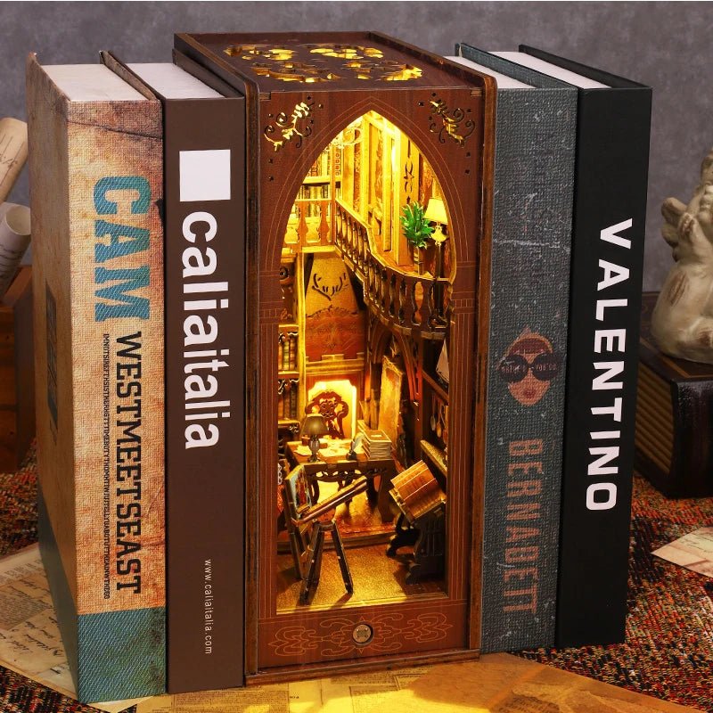 Library Nook DIY Book Nook Kit by HiNooki – Miniature Bookshelf Insert | Book Lovers Gift, Cozy Home Decor.