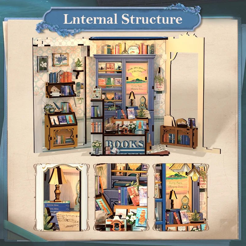 Literature Bookstore DIY Book Nook Kit by HiNooki – Miniature Bookshelf Insert | Book Lovers Gift, Cozy Home Decor.