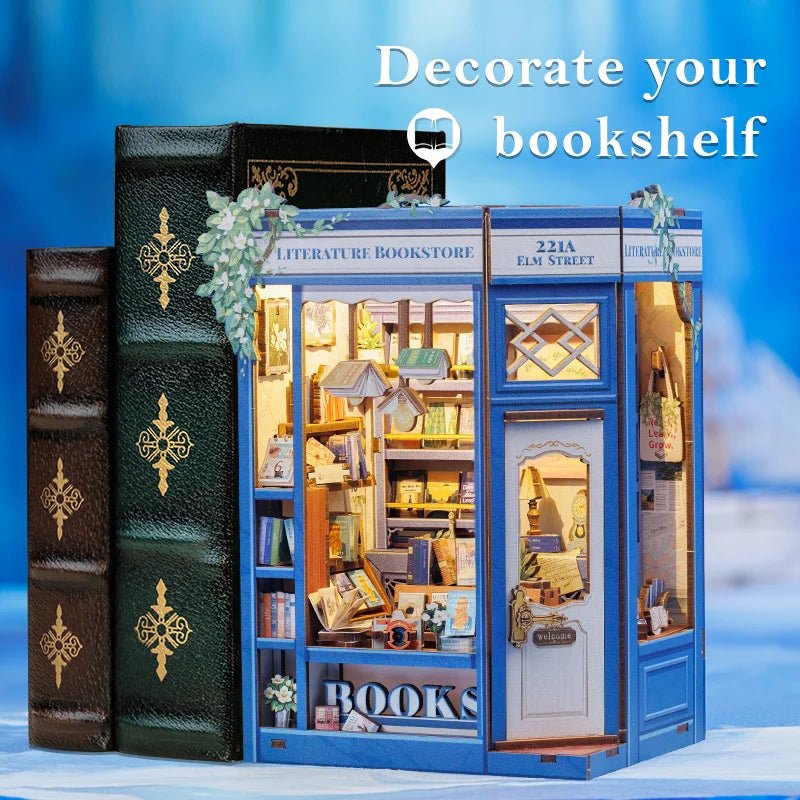 Literature Bookstore DIY Book Nook Kit by HiNooki – Miniature Bookshelf Insert | Book Lovers Gift, Cozy Home Decor.