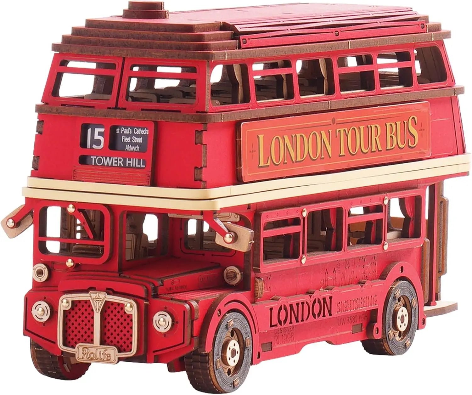 London Tour Bus DIY Book Nook Kit by HiNooki – Miniature Bookshelf Insert | Book Lovers Gift, Cozy Home Decor.